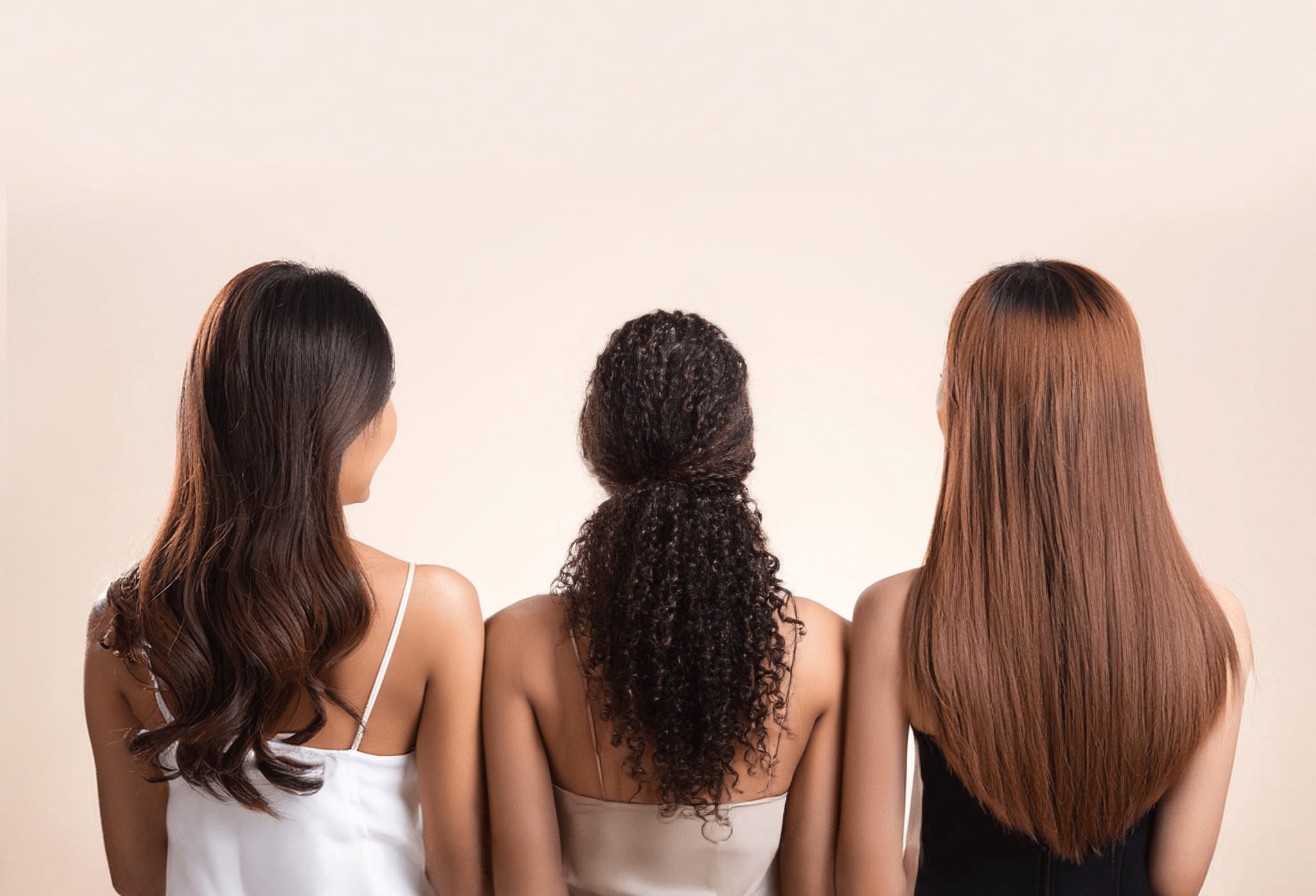 three women showcasing their unique long hairtypes.